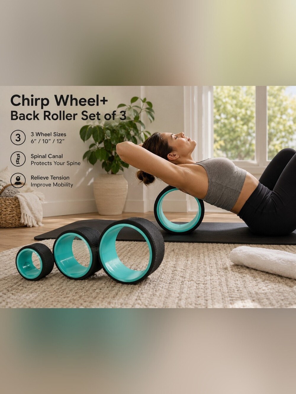 Chirp Wheel+ Back Roller Set of 3 Deep Tissue Massage Wheels NEW Never Used